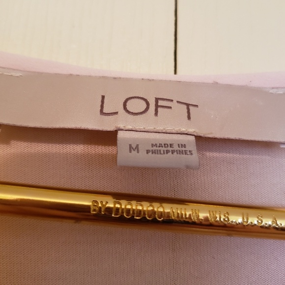 Loft Baby Pink Blouse with Poet Sleeves - Picture 6 of 7